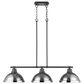 Golden Lighting Duncan 3-Light Pendant with Chrome Shade in Matte Black, , large