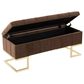 LumiSource Midas Storage Bench with Brown Velvet Cushion in Gold, , large
