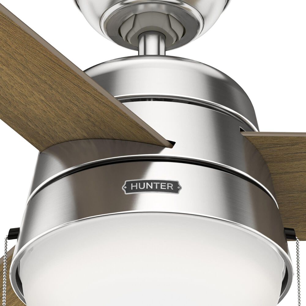 Hunter Aker 52&quot; Ceiling Fan with LED Lights in Brushed Nickel, , large