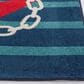 Central Oriental Terrace Tropic Anchored Stripes 7"10" x 9"10" Sapphire and Coral Area Rug, , large