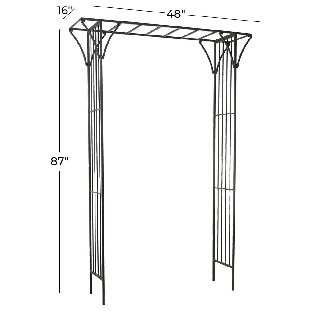 Maple and Jade Garden Arbor with Lattice Work Sides in Matte Black, , large