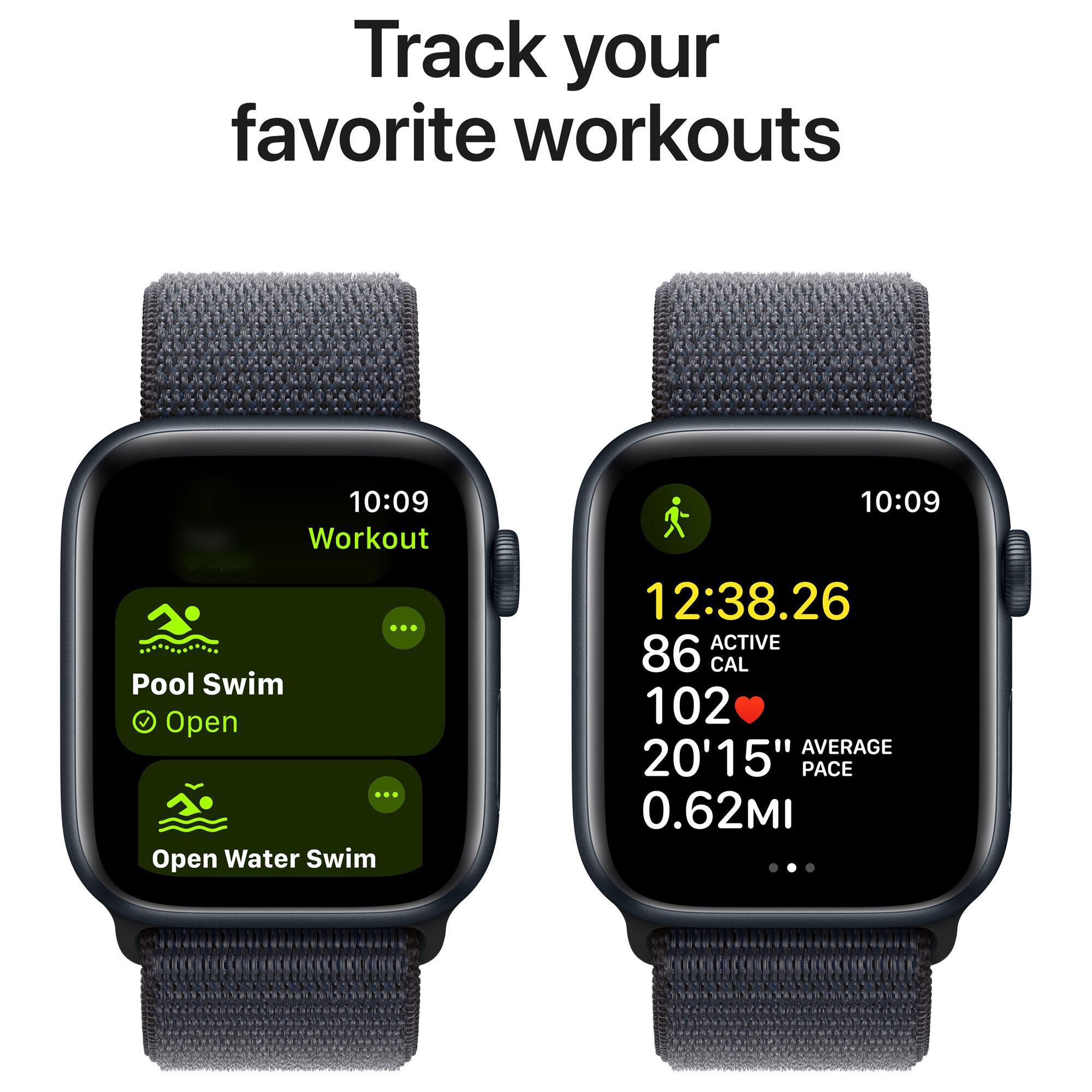 Apple Watch SE GPS Cellular 44mm Midnight Aluminum Case with Ink Sport Loop NFM