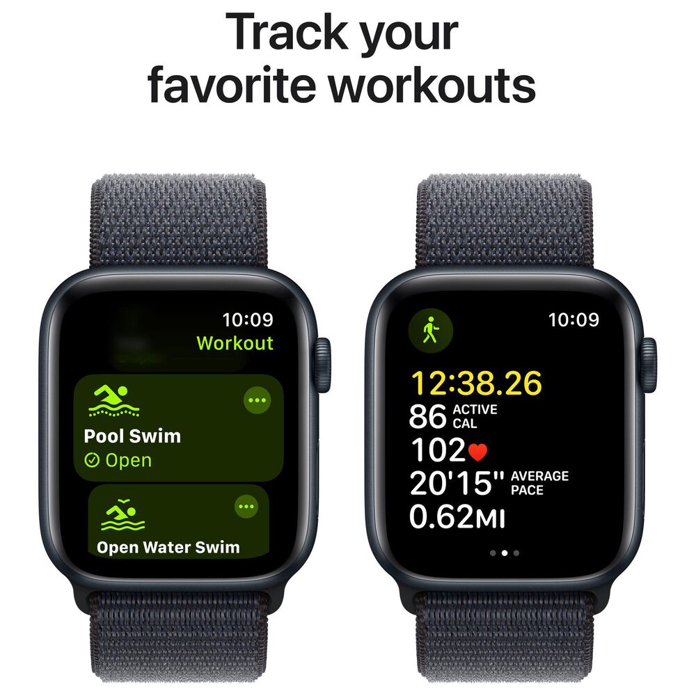 Apple Watch SE GPS + Cellular 44mm Midnight Aluminum Case with Ink Sport Loop, , large