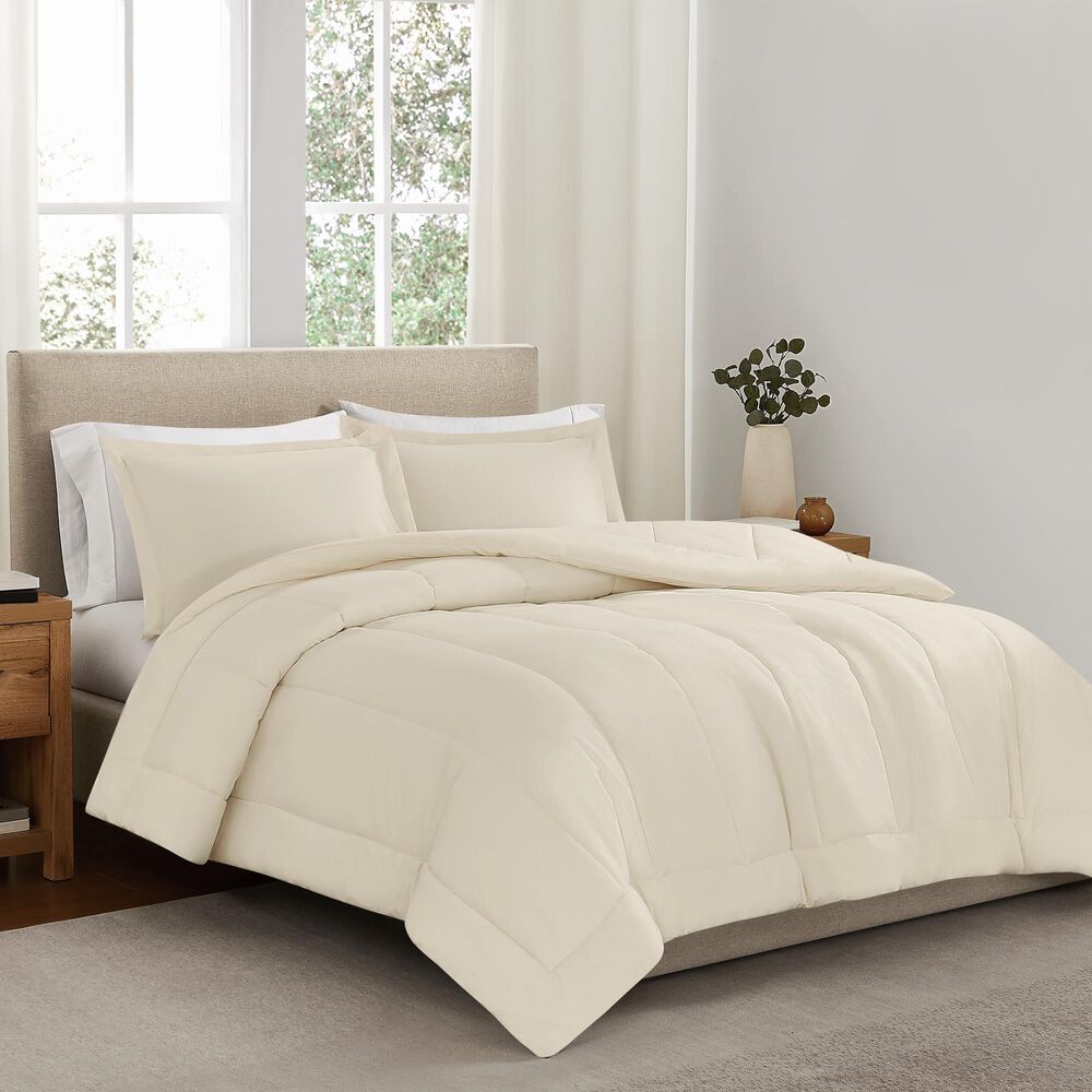 Pem America 3-Piece Solid Percale Full/Queen Comforter Set in Chalk, , large