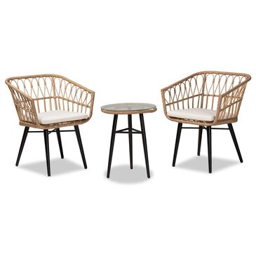 Baxton Studio Aimon 3-Piece Patio Set in Brown and Black, , large