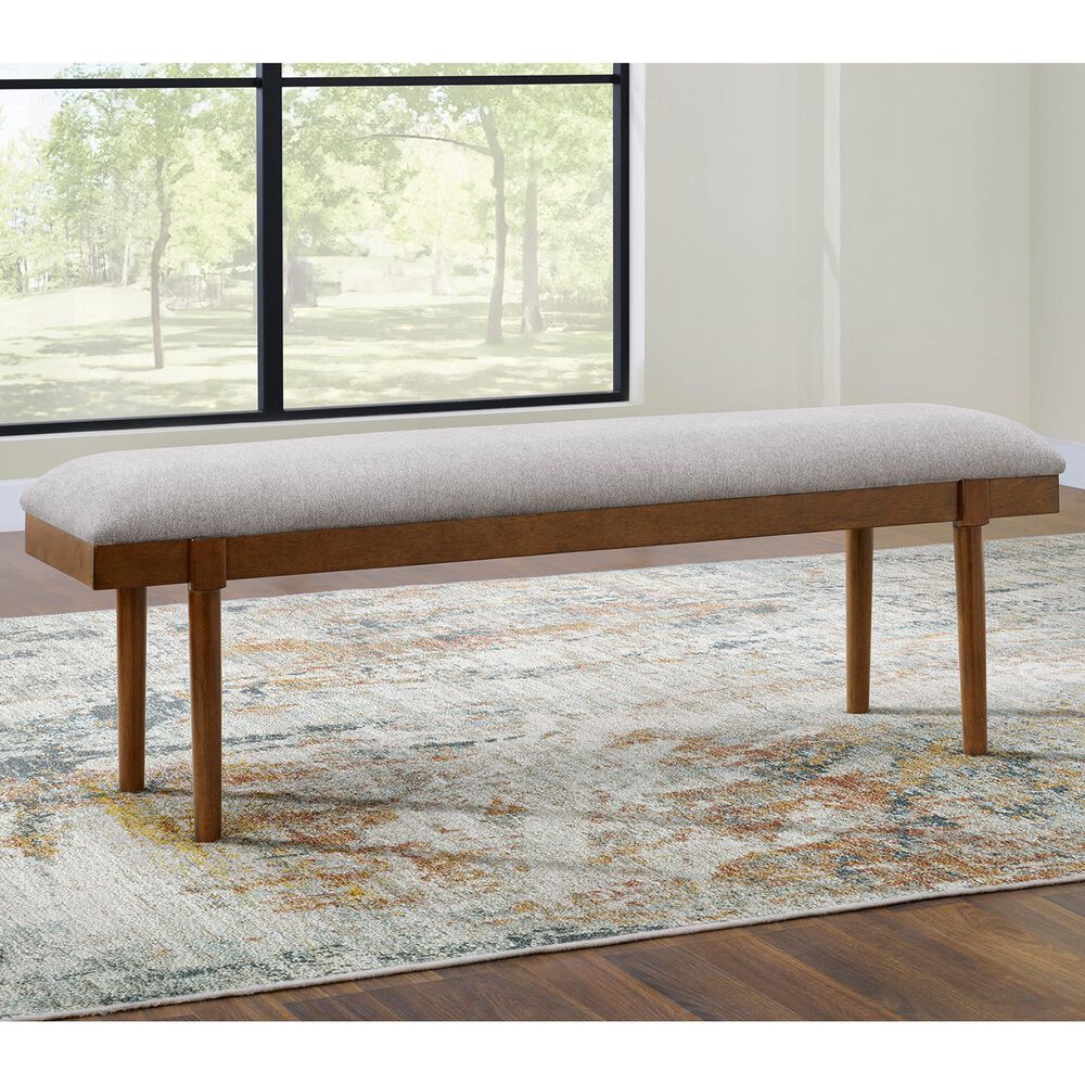 Ashley Lyncott Upholstered Dining Bench in Medium Brown, , large