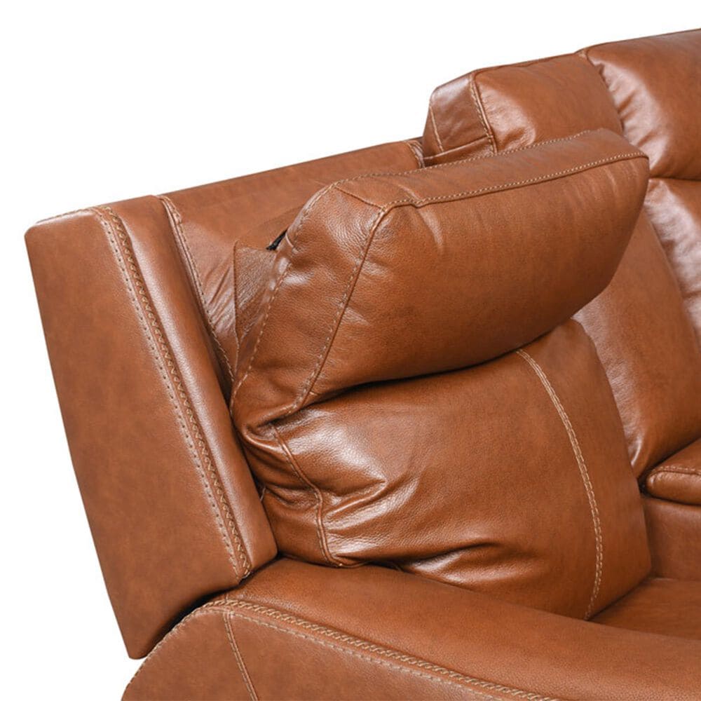 Crystal City Natalia Leather Power Console Loveseat with Headrest in Coach, , large