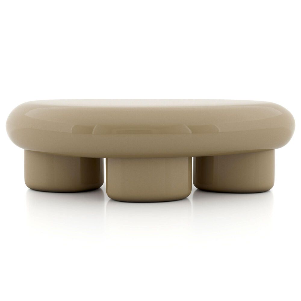 Furniture of America Rene Low Profile Glossy Coffee Table in Light Brown, , large