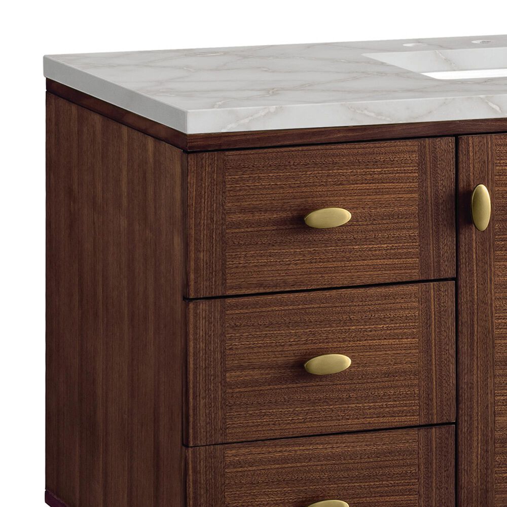 James Martin Vanities Amberly 48&quot; Single Bathroom Vanity in Mid-Century Walnut with 3 cm Victorian Silver Quartz Top and Rectangular Sink, , large