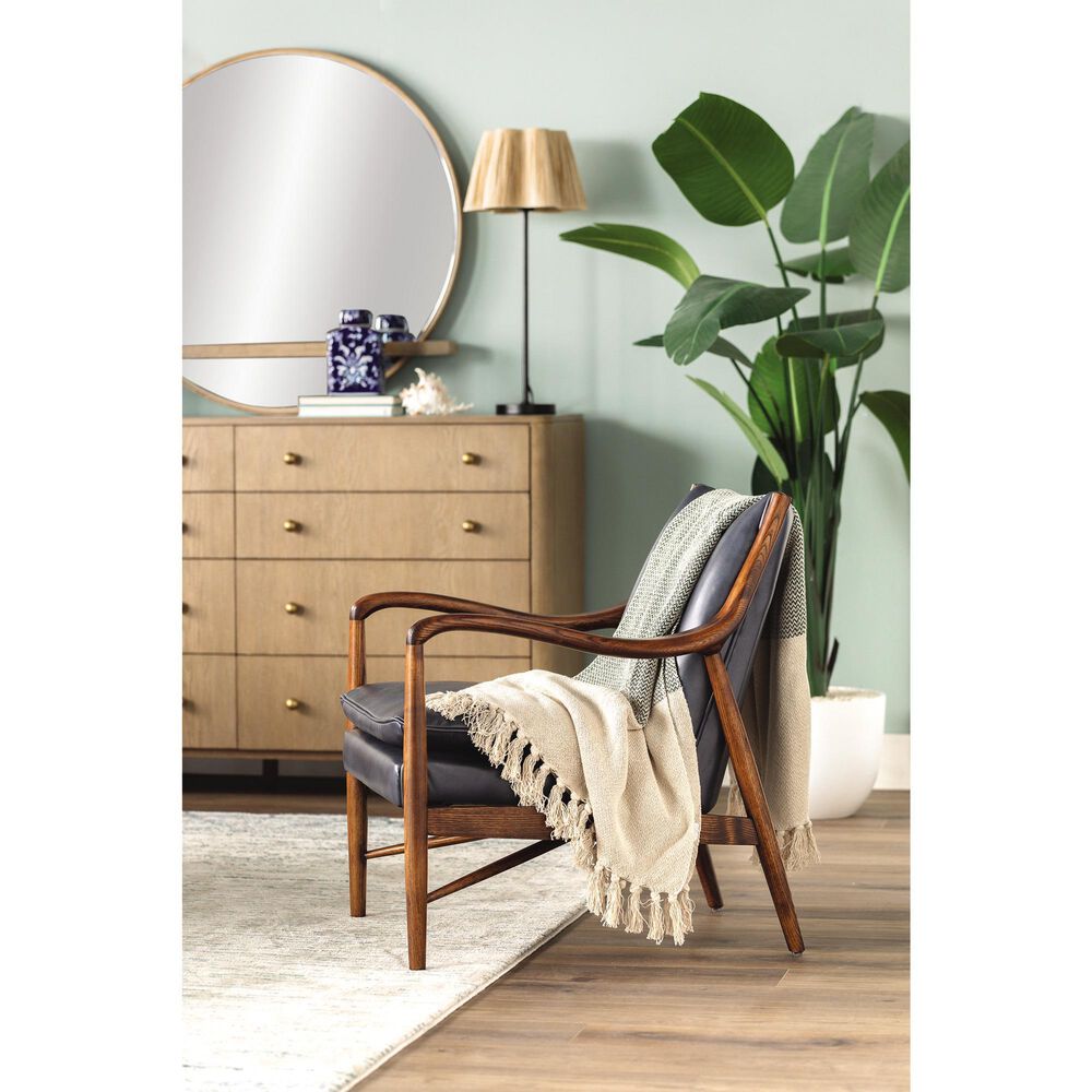 Classic Home Kiannah Leather Accent Chair in Blue, , large