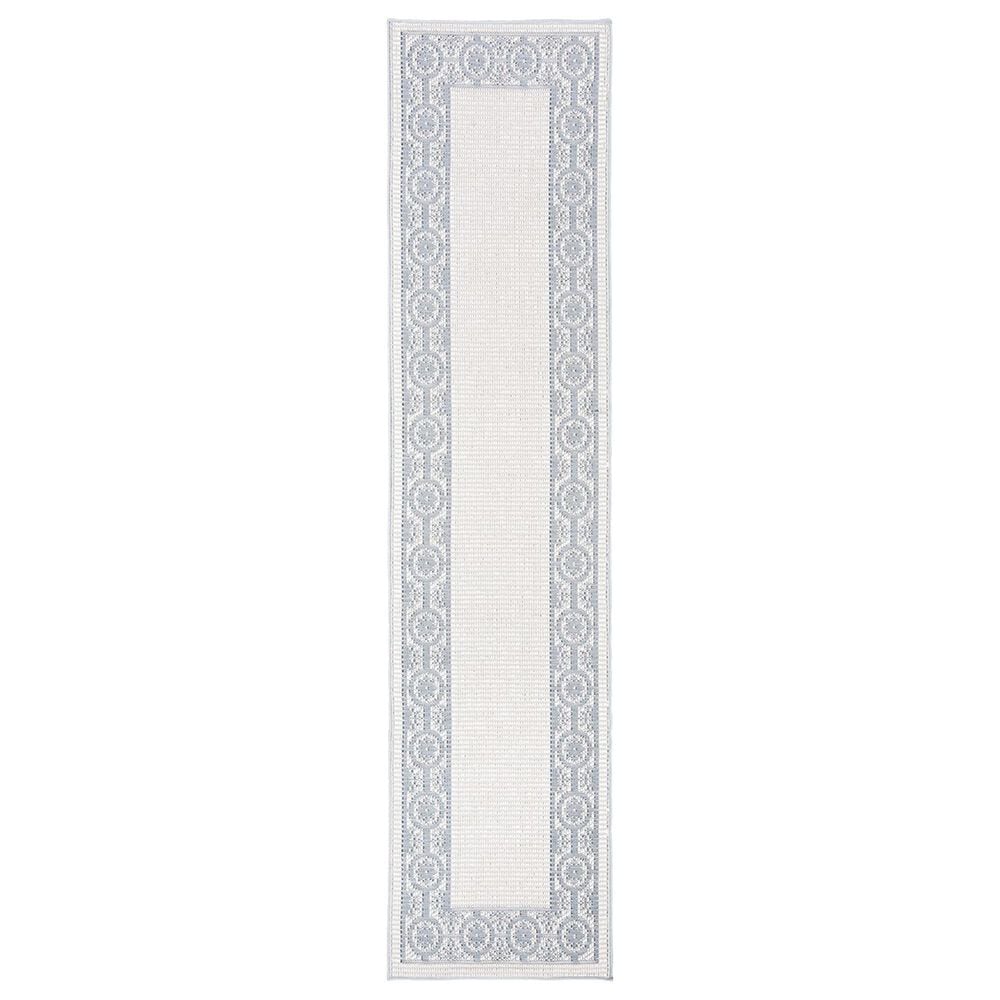 Safavieh Bermuda Floral 2" x 8" Ivory and Light Blue Indoor/Outdoor Area Performance Rug, , large