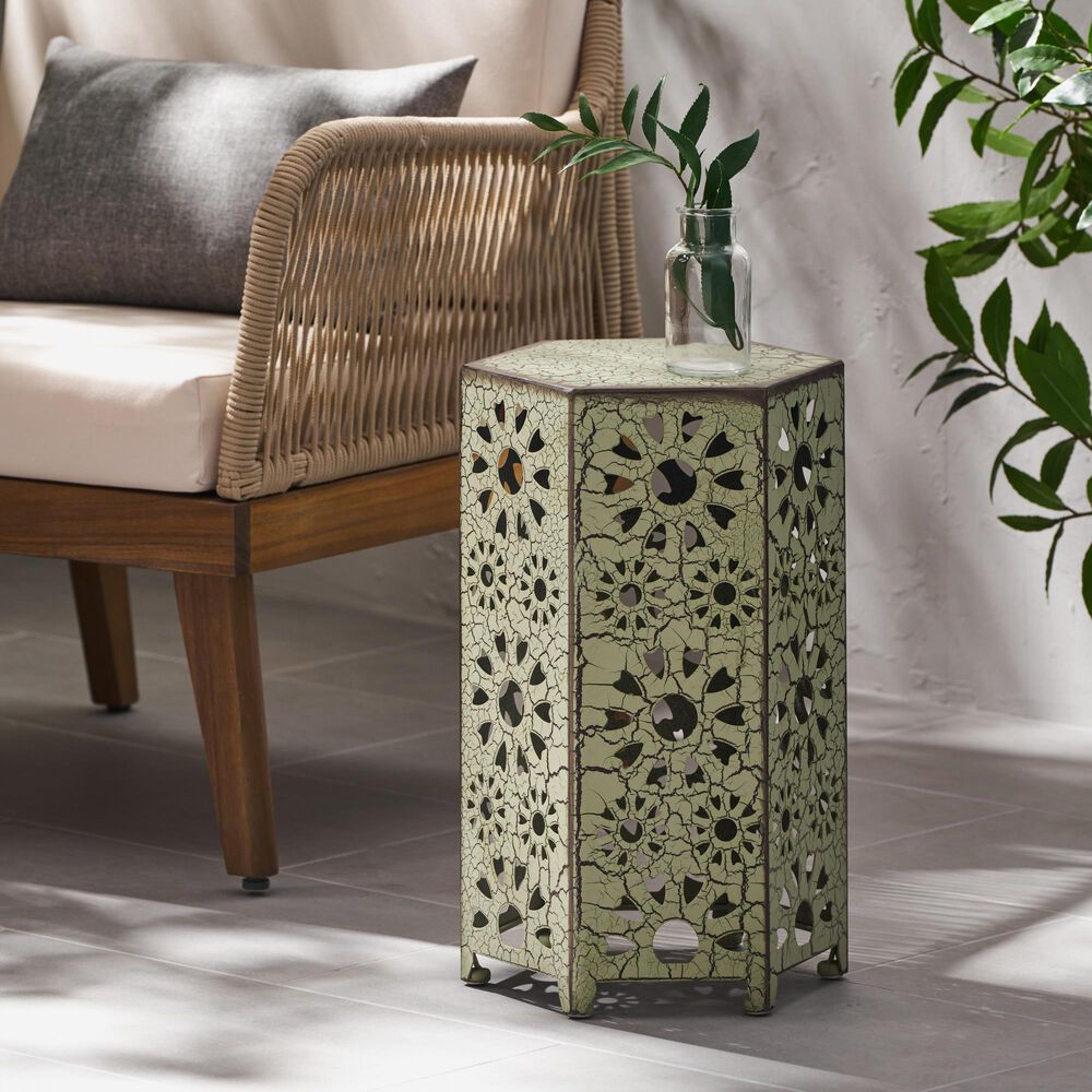 Hearth and Haven Eliana 12&quot; Patio Side Table in Green, , large