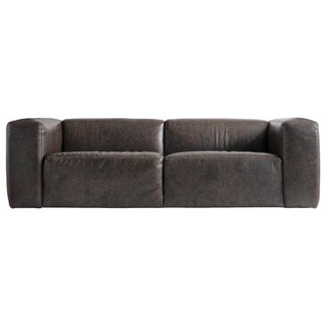 Bernhardt Bliss 92" Leather Stationary Sofa in Brown, , large