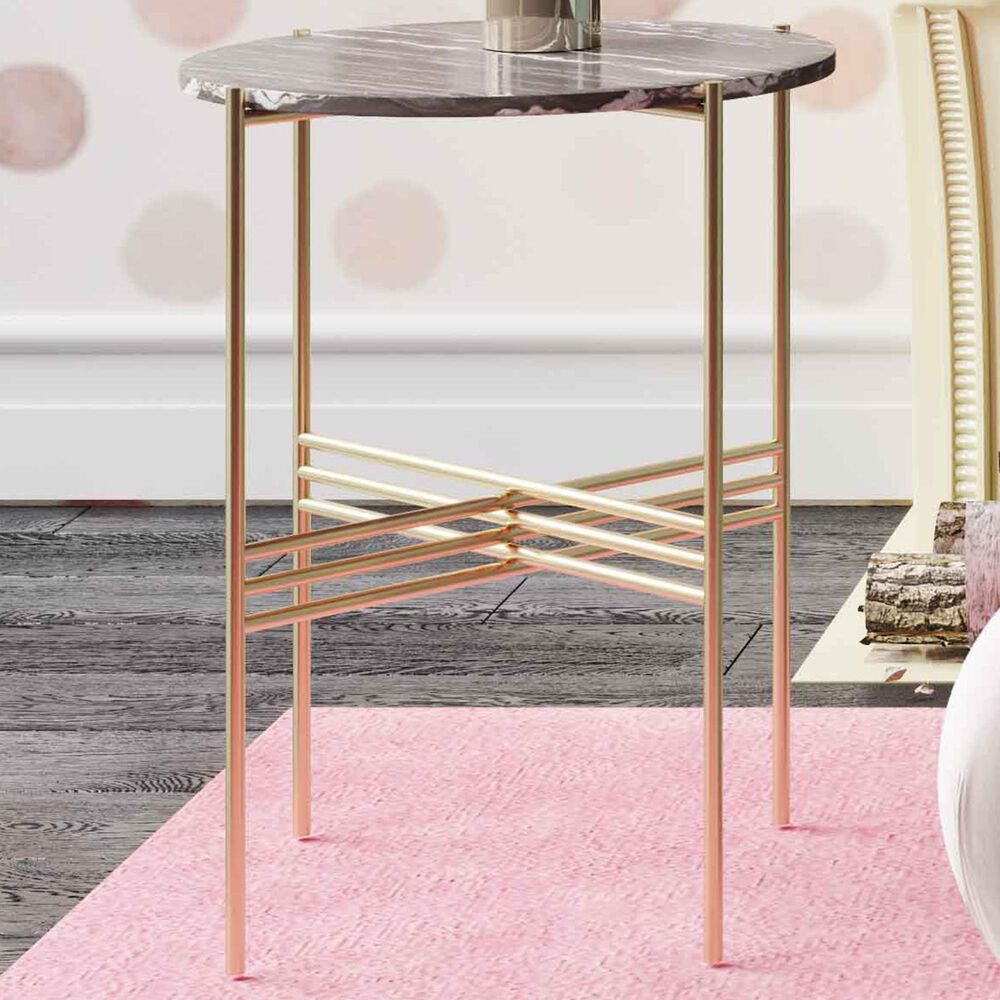 Tov Furniture Cress Side Table in Gold/Black Marble, , large