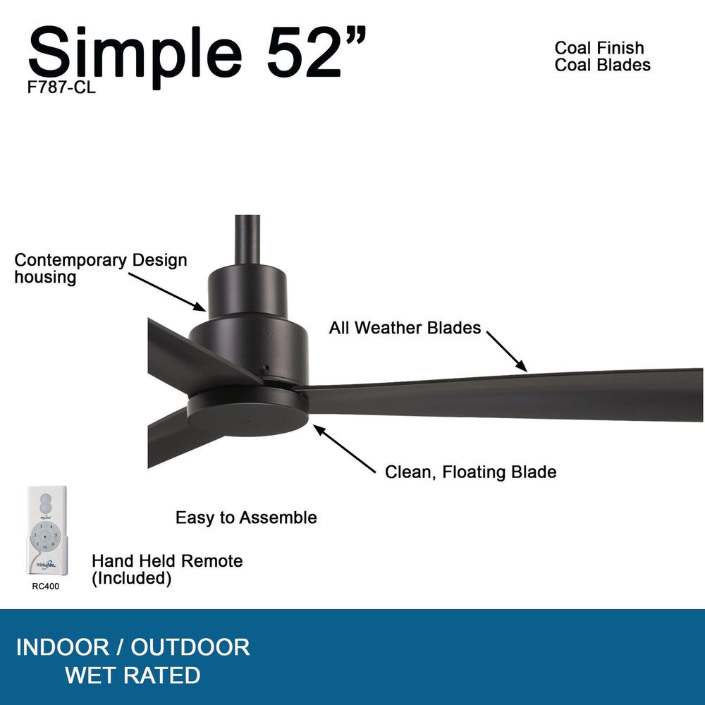 Minka-Aire Simple 52" Indoor/Outdoor Ceiling Fan in Coal, , large