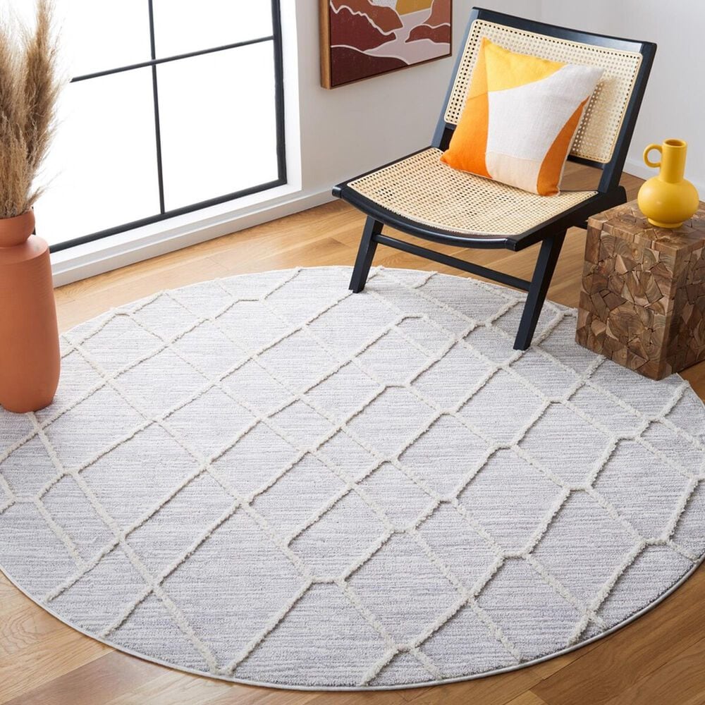 Safavieh Marrakesh MRK514 6&#39;7&quot; Round Ivory and Grey Area Rug, , large