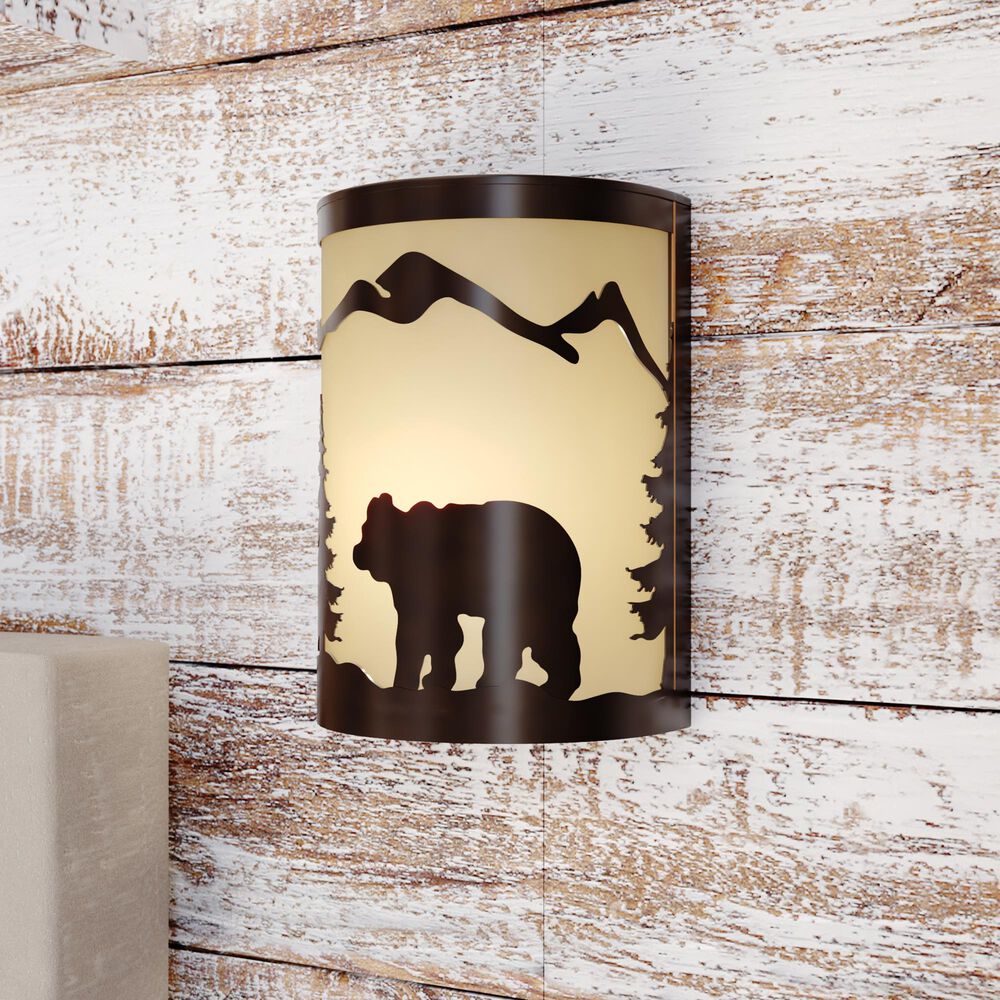 Vaxcel Bozeman 1-Light Bear Wall Sconce in Burnished Bronze, , large