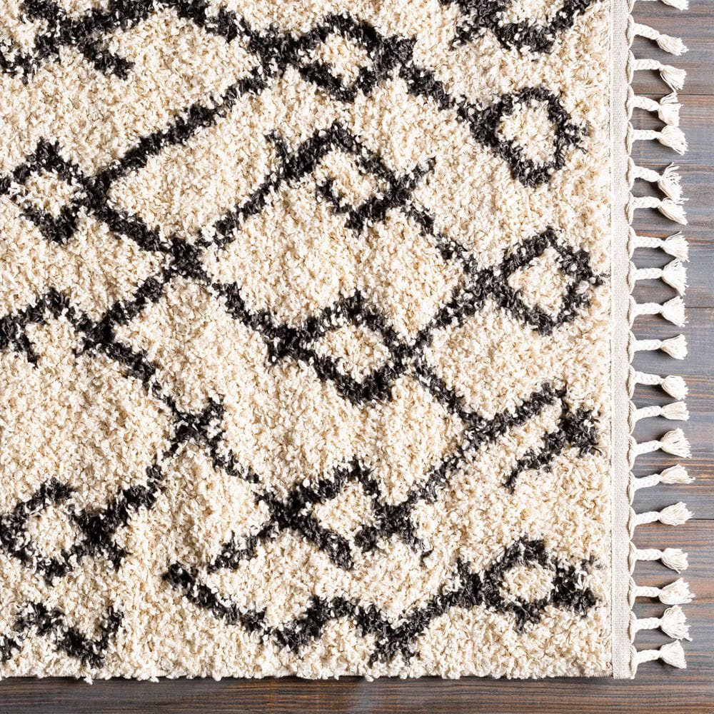 Surya Berber Shag BBE2301 7&#39;10&quot; x 10&#39;2&quot; Charcoal and Light Beige Area Rug, , large