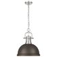 Golden Lighting Duncan 1-Light Pendant with Chain and Rubbed Bronze Shade in Pewter, , large