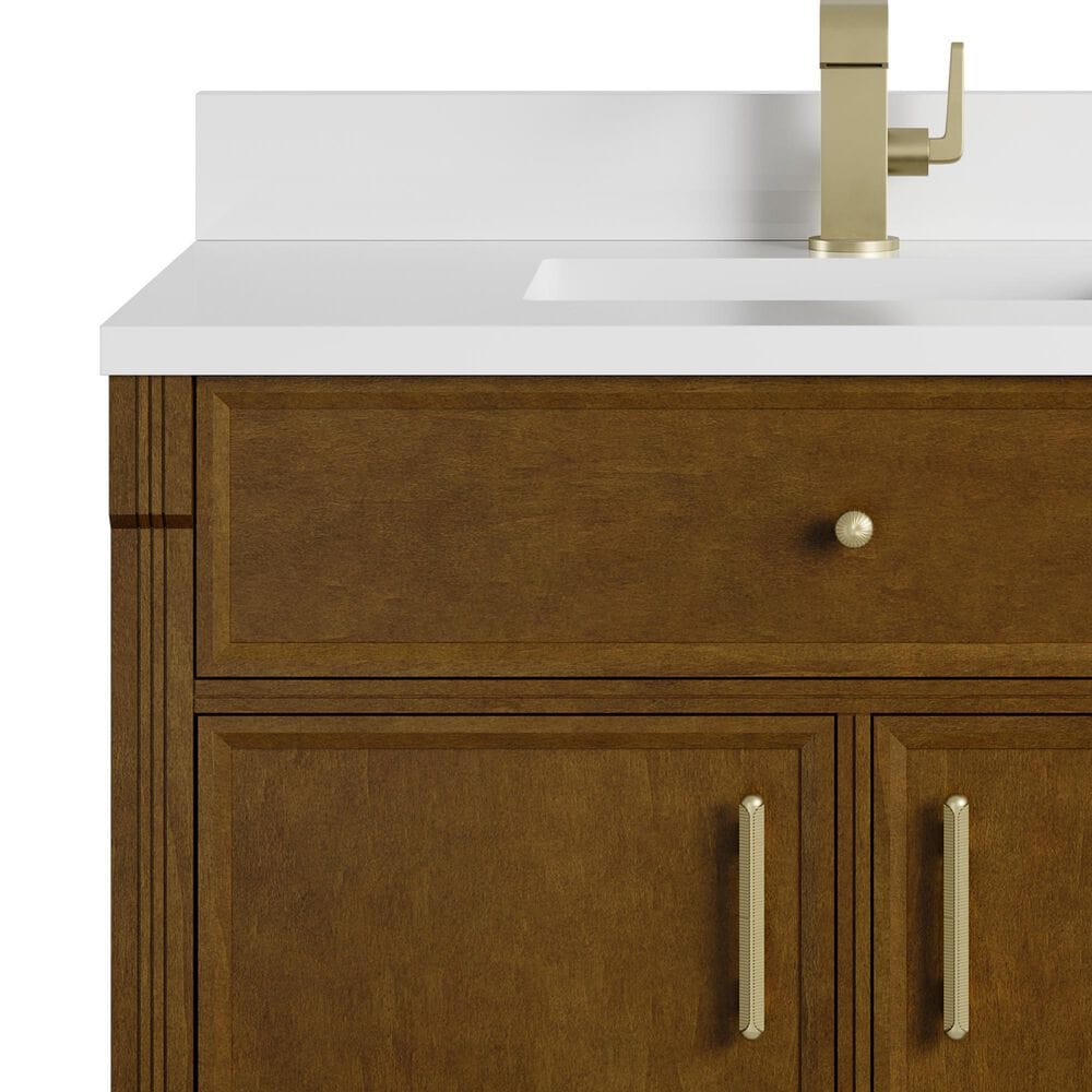 James Martin Bellshire 36" Single Bathroom Vanity in Honey Oak with Single Hole 3 cm White Zeus Silestone Top and Rectangular Sink, , large