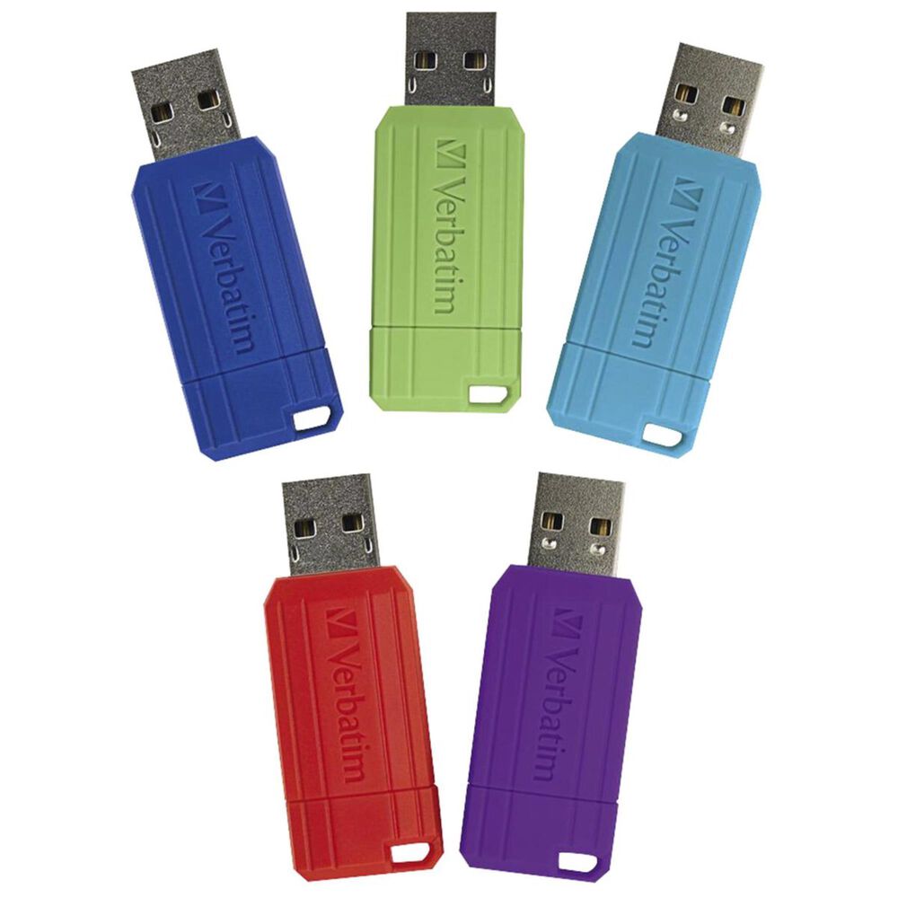 Verbatim 5-Pack 16 GB Pinstripe USB Flash Drive - Assorted Colors , , large