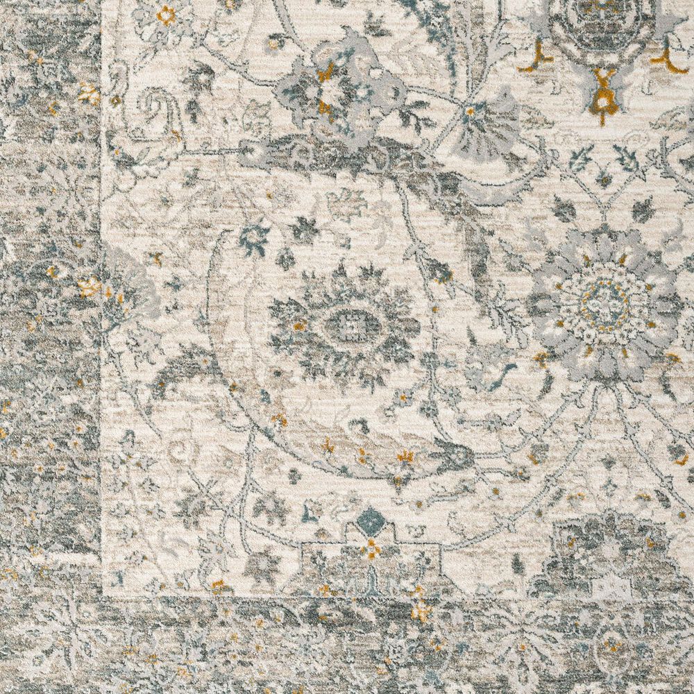 Surya Dresden White, Medium Gray, Gray, Light Slate, Denim and Mustard 2'7" x 7'3" Runner, , large