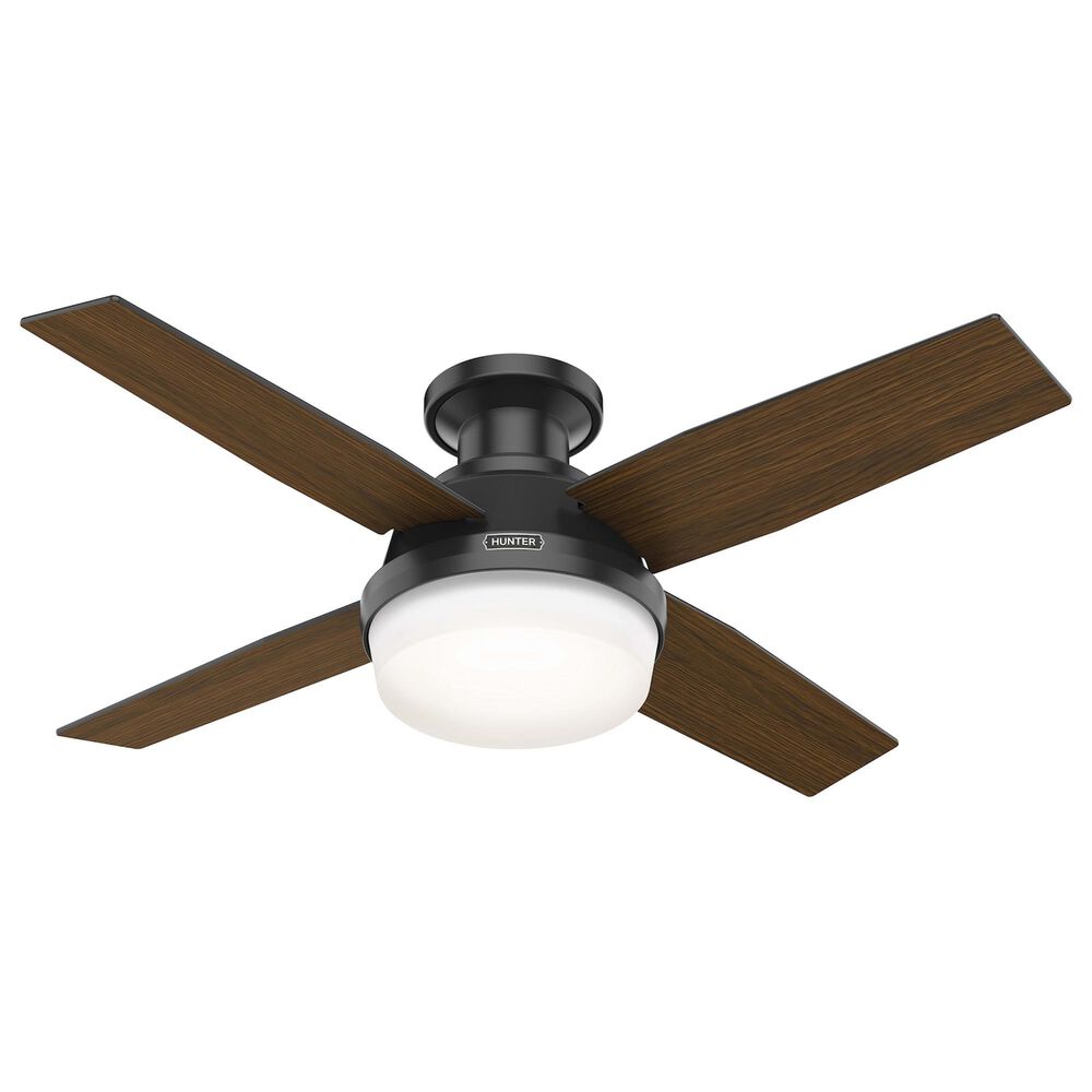 Hunter Dempsey Low Profile 44&quot; Ceiling Fan with LED Lights in Matte Black, , large