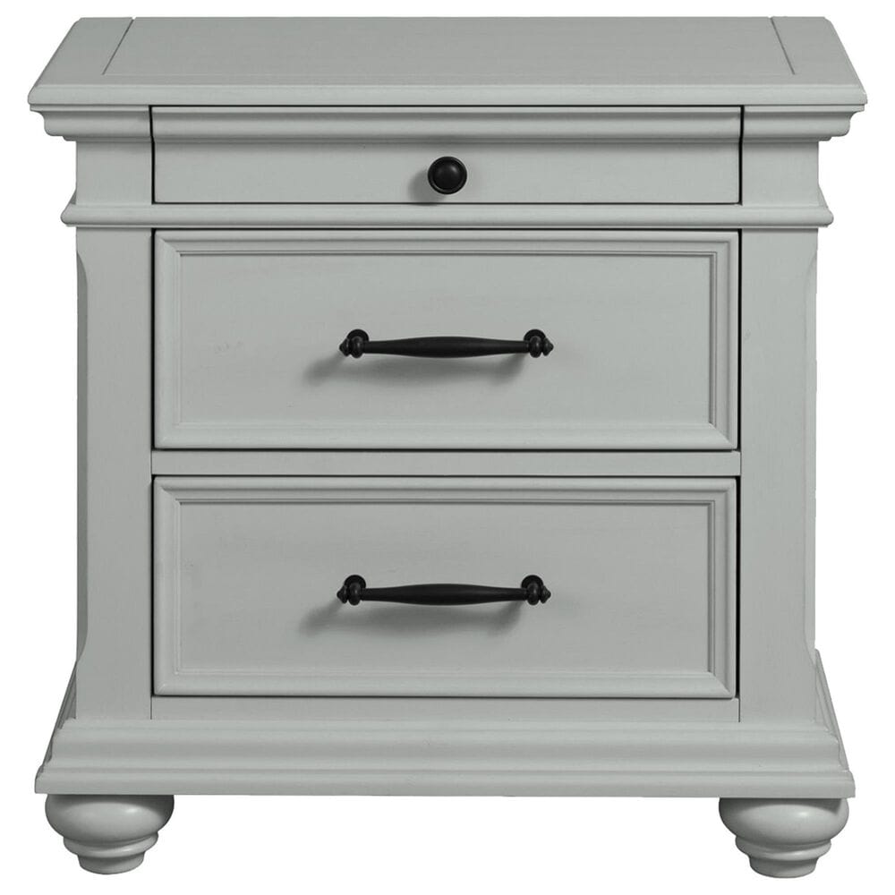 Mayberry Hill Slater 3-Drawer Nightstand with USB in Grey, , large