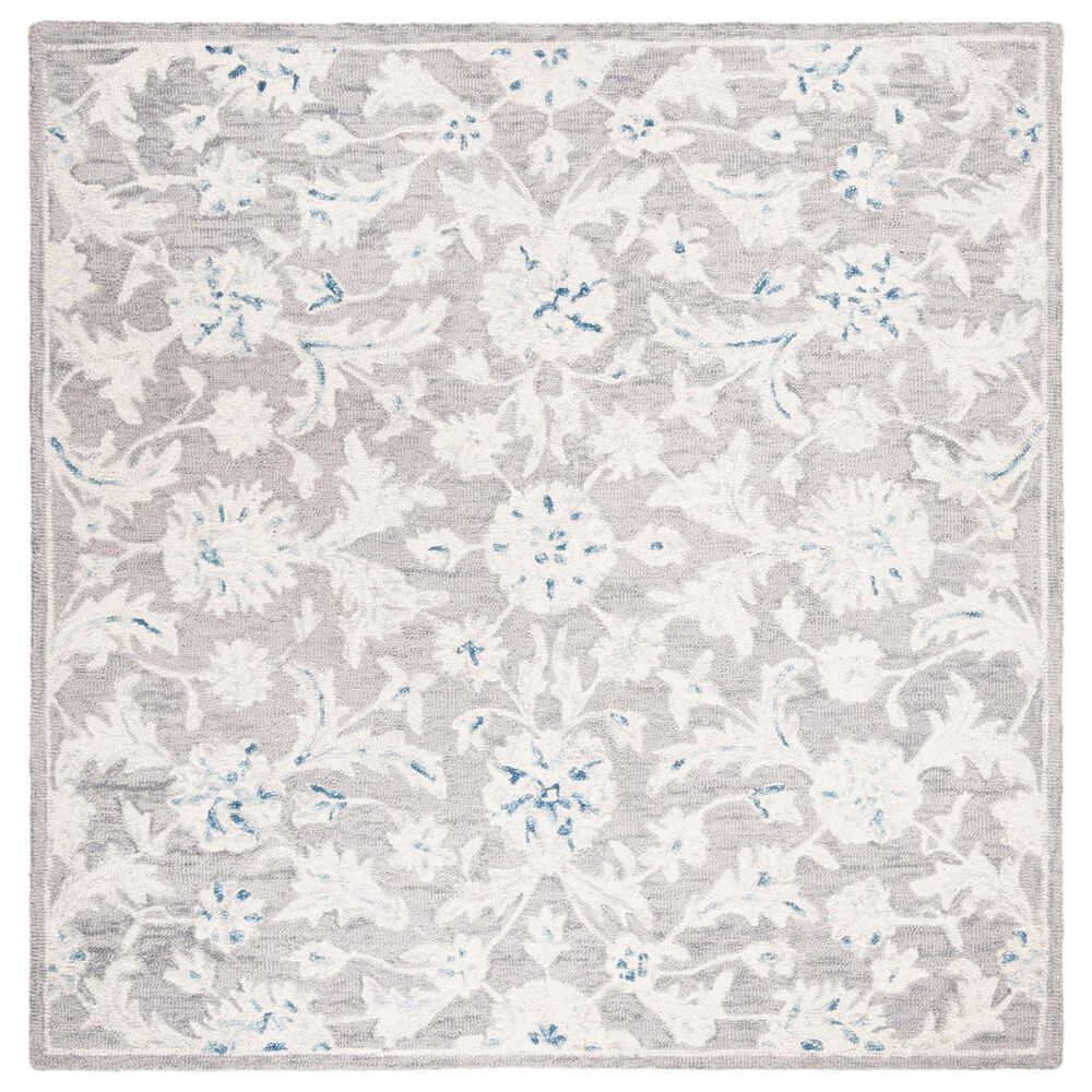 Safavieh Micro-Loop Floral 5" Square Grey and Ivory Area Rug, , large