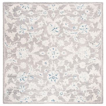 Safavieh Micro-Loop Floral 5" Square Grey and Ivory Area Rug, , large