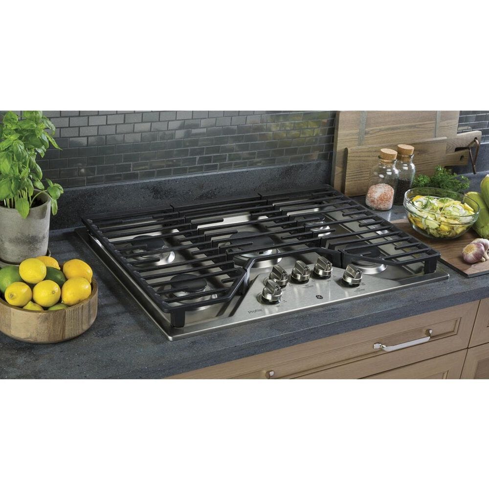 GE Profile 2- Piece Kitchen Bundle with a 30" Gas Cooktop and a 30" Built-In Combination Microwave/Wall Oven in Stainless Steel, , large