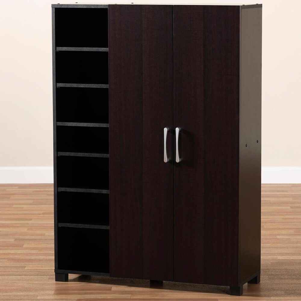 Baxton Studio Marine 2-Door Entryway Shoe Storage Cabinet in Wenge, , large