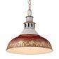 Golden Lighting Kinsley 1-Light Large Pendant with Antique Red Shade in Aged Galvanized Steel, , large