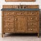 James Martin Vanities Brittany 48" Single Bathroom Vanity in Saddle Brown with 3 cm Parisien Bleu Quartz Top and Rectangular Sink, , large
