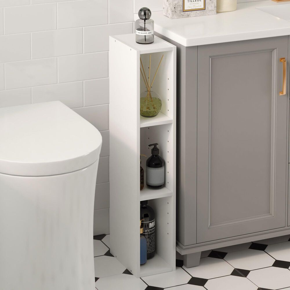 HOMLUX 6" 3-Tier Space Saving Bookcase with Open Adjustable Shelves in White, , large