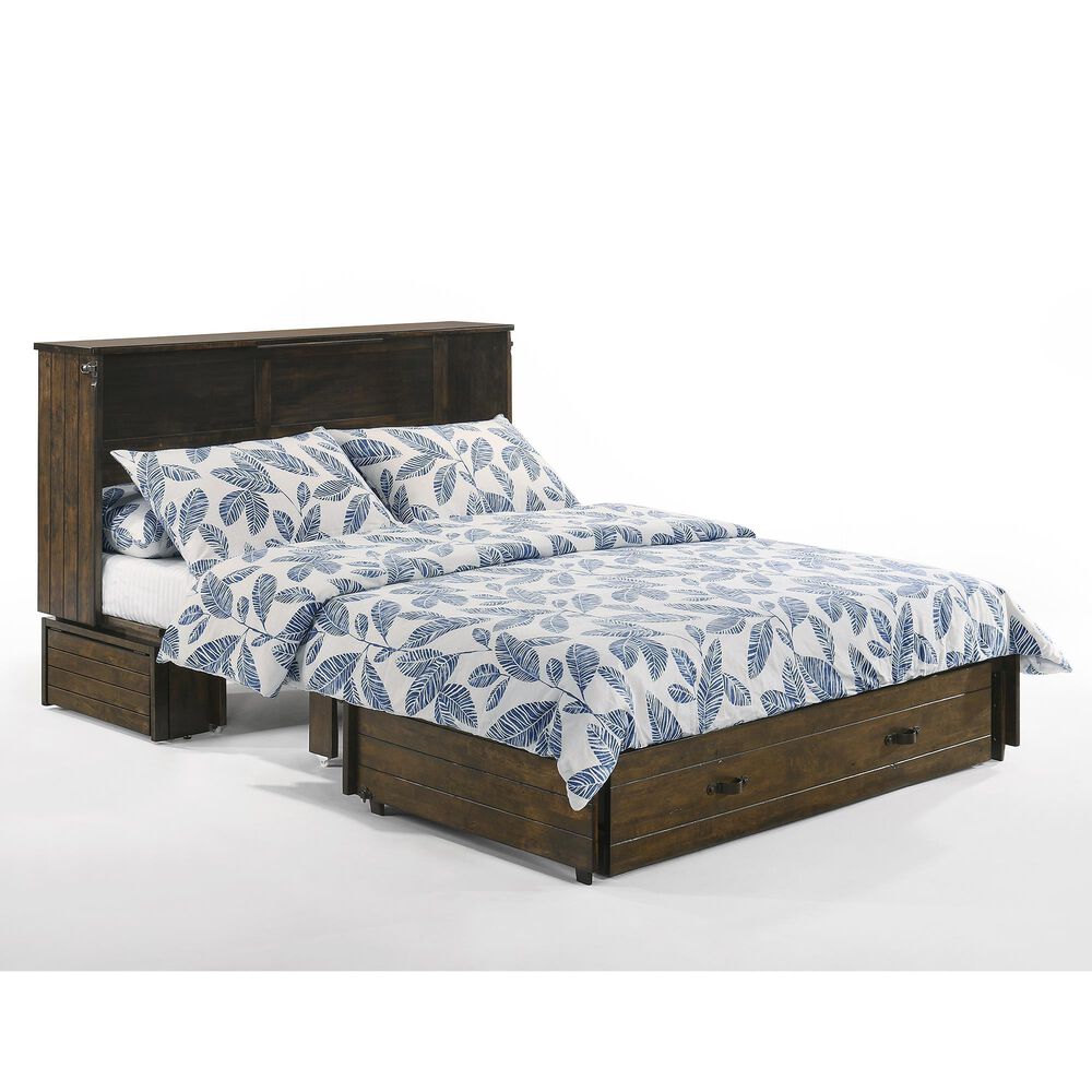 New Day Furniture Ranchero Queen Murphy Cabinet Bed in Wildwood Brown with Mattress, , large