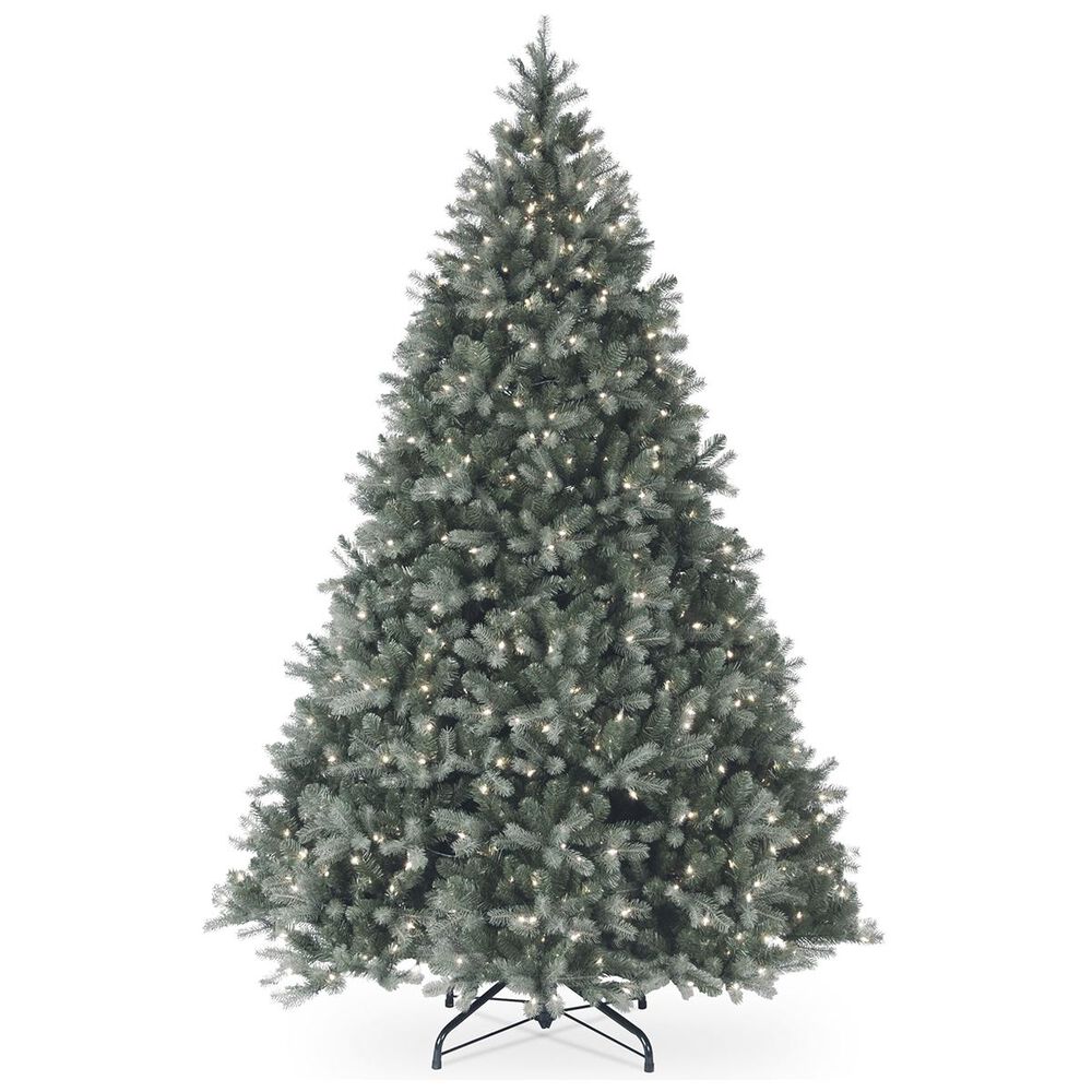 National Tree 9" Feel Real Downswept Douglas Blue Fir Hinged Tree with 900 White Lights, , large