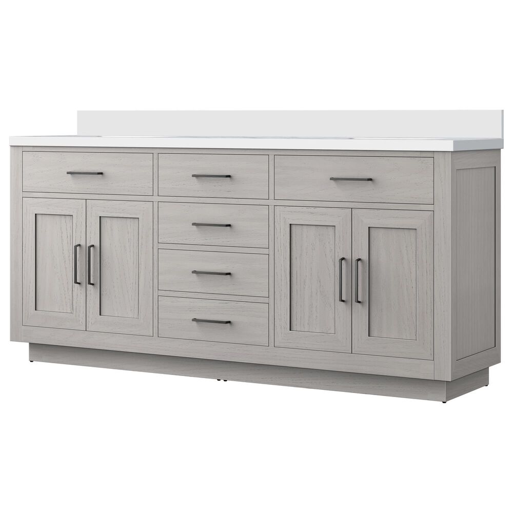 Lexora Home Abbey 72&quot; Double Bathroom Vanity in White Oak with 2 cm White Quartz Top and Rectangular Sinks, , large