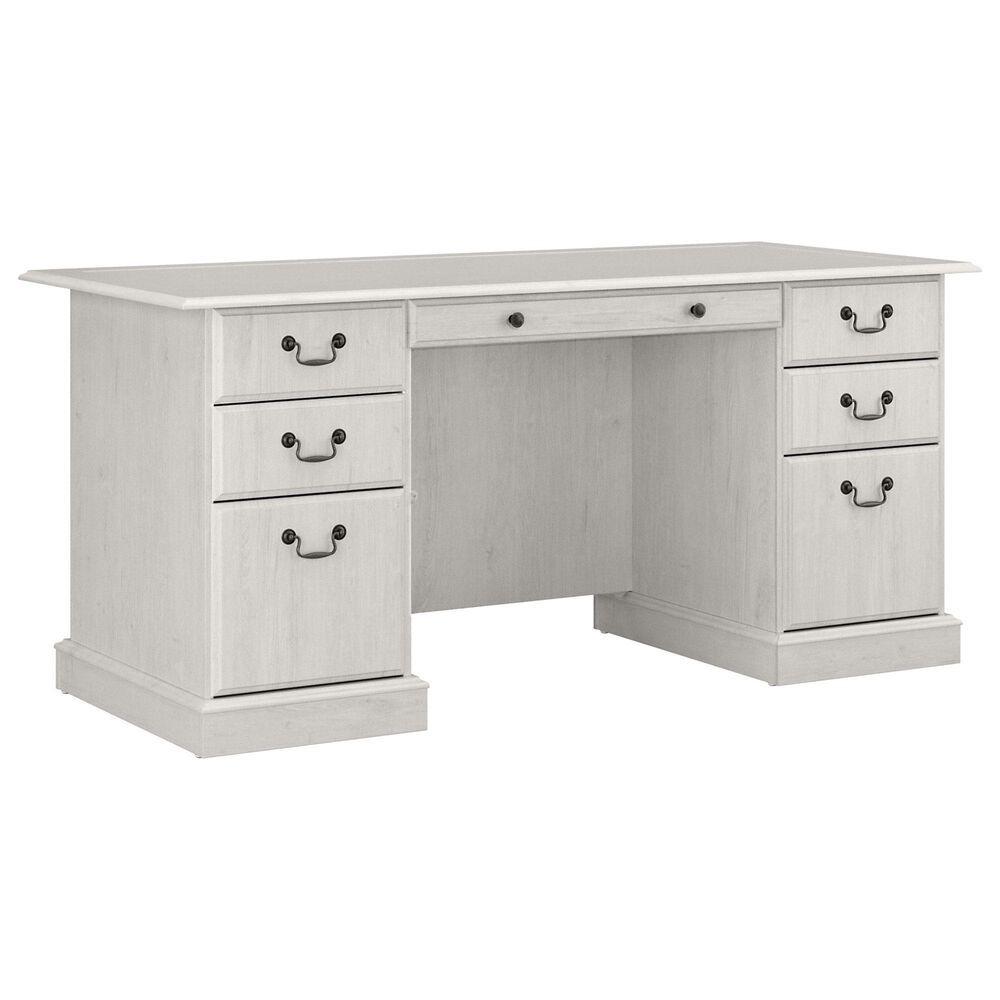 Bush Saratoga Executive Desk in Linen White Oak Nebraska Furniture Mart
