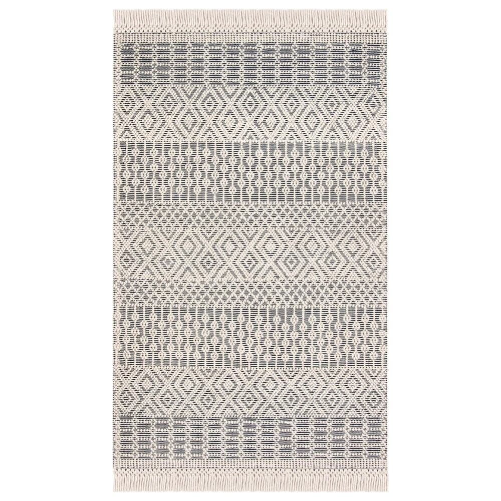 Safavieh Natura NAT852N 6" x 9" Ivory and Navy Area Rug, , large