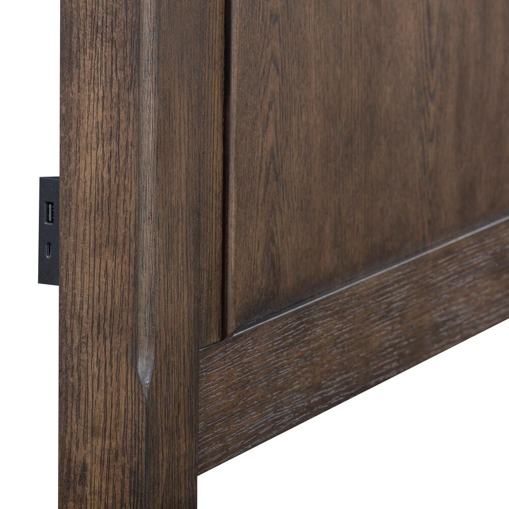 Riva Ridge Oxford 4 Piece Queen Panel Bedroom Set in Cocoa with AC Outlets and USB Ports, , large
