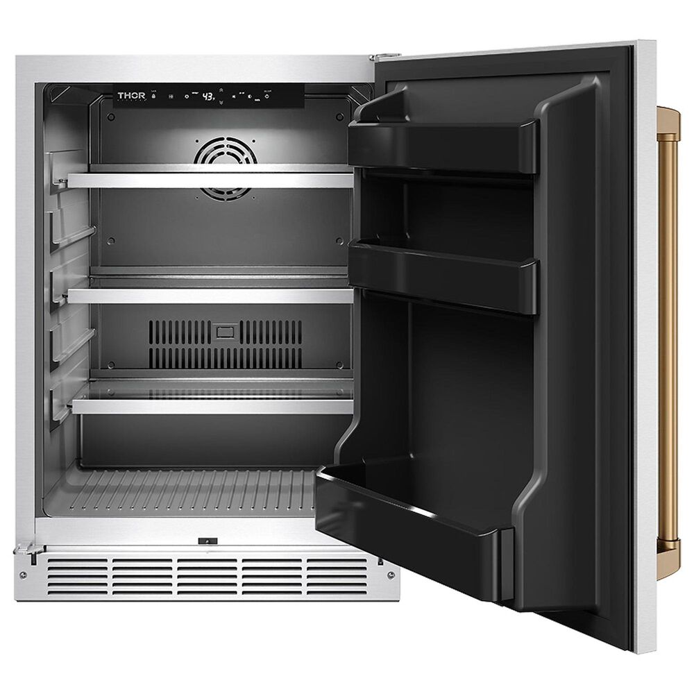 Thor Kitchen Gordon Ramsay 5 Cu. Ft. Outdoor Undercounter Beverage Cooler with Bronze Handle Kit in Stainless Steel, , large