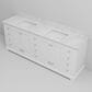 Lexora Home Dukes 84" Double Bathroom Vanity in White with 2 cm White Carrara Marble Top and Rectangular Sinks, , large