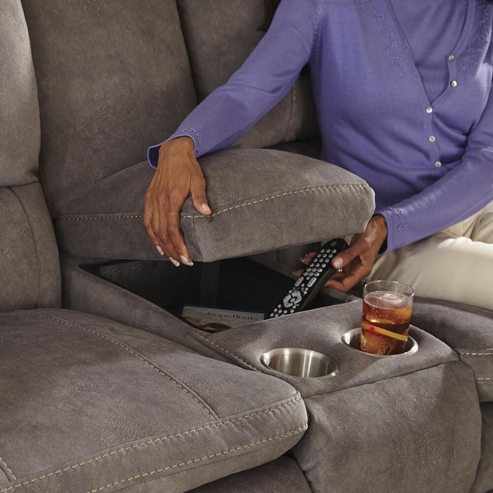 Catnapper Reyes Manual Lay Flat Reclining Console Loveseat in Graphite, , large