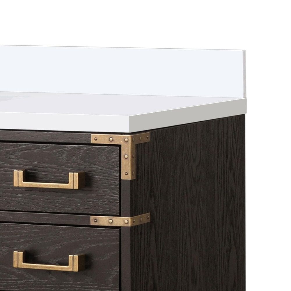 Lexora Home Laurel 48&quot; Single Bathroom Vanity in Brown Oak with White Quartz Top and Rectangular Sink, , large