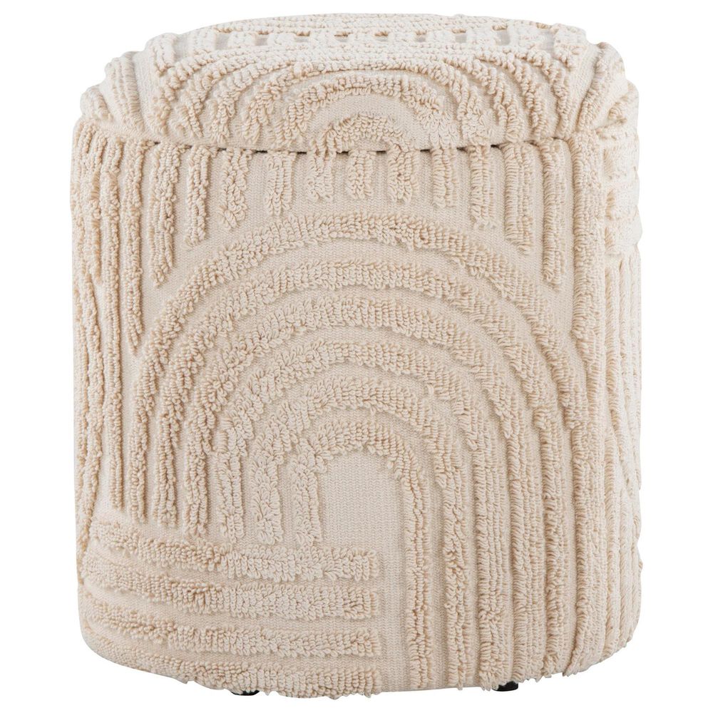 LumiSource Tahoe 18" Sand Storage Ottoman in Beige, , large