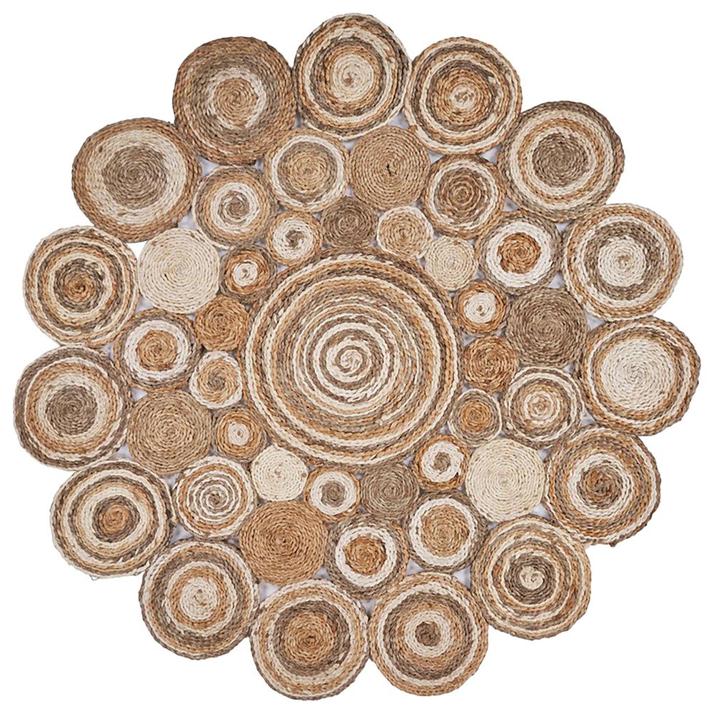 L&R Resources Natural Jute 6" Scalloped Bleach Gray Area Rug, , large