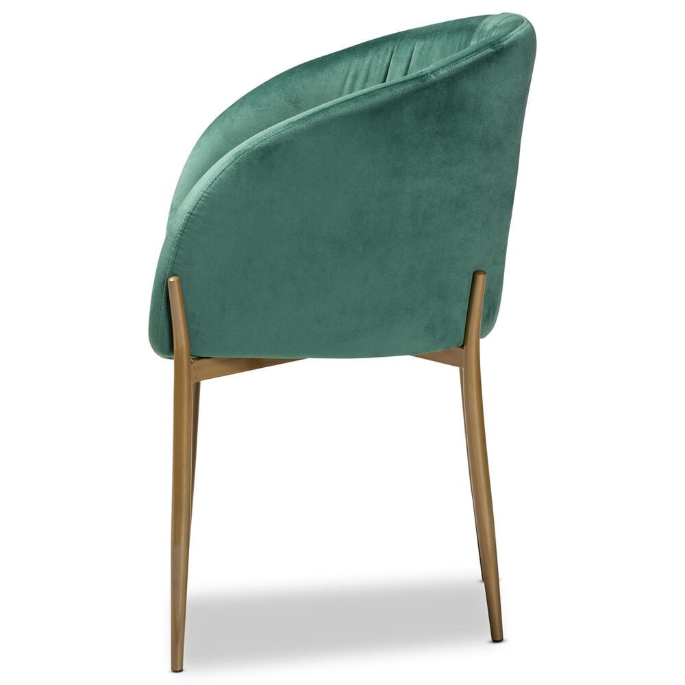 Baxton Studio Ballard Arm Chair with Green Velvet Upholstered in Gold, , large