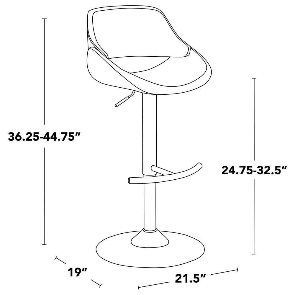 LumiSource Fabrico Swivel Adjustable Bar Stool with Cream Noise Fabric Upholstery and Rounded T Footrest in Gold (Set of 2), , large