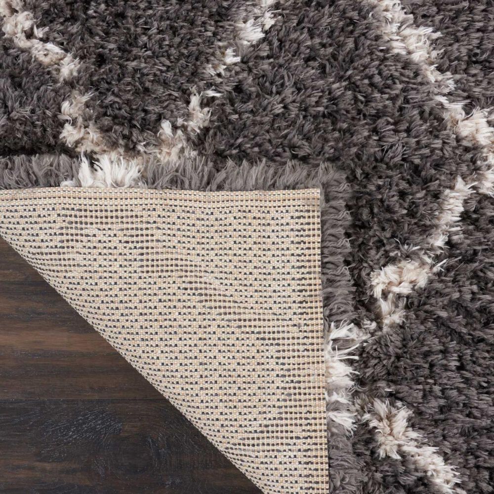 Nourison Luxe Shag LXS02 9&#39; x 12&#39; Charcoal and Beige Area Rug, , large